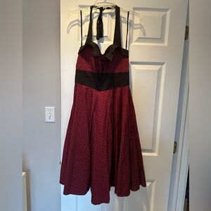 Modcloth Vintage Style Burgundy and Black Halter Dress